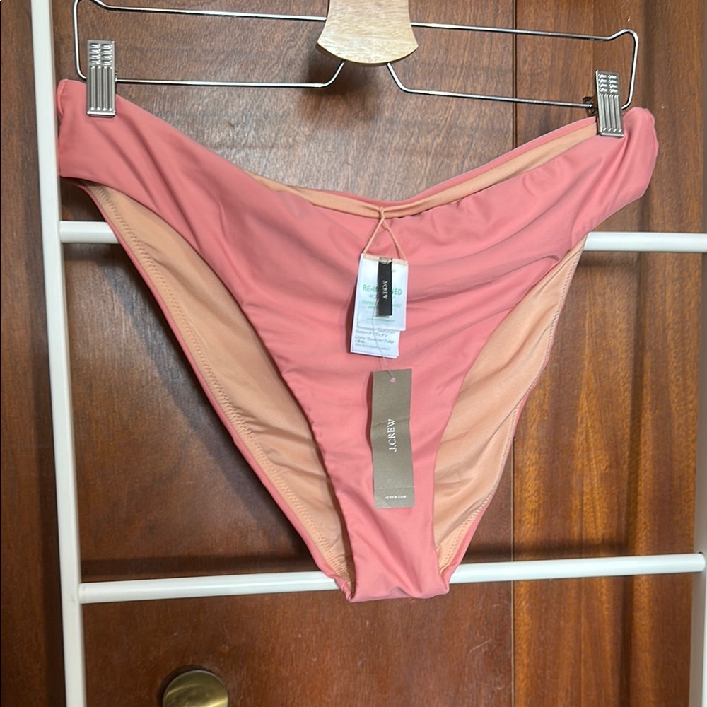 NWT J. Crew Pink Bikini High-Cut High Leg Cheeky Bikini 👙 Bottom Large